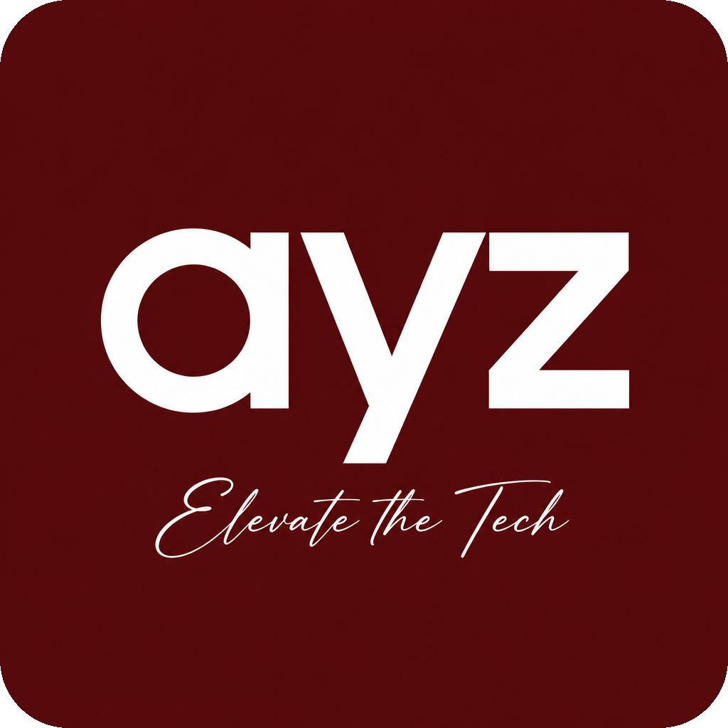 AYZ logo, Elevate the Tech